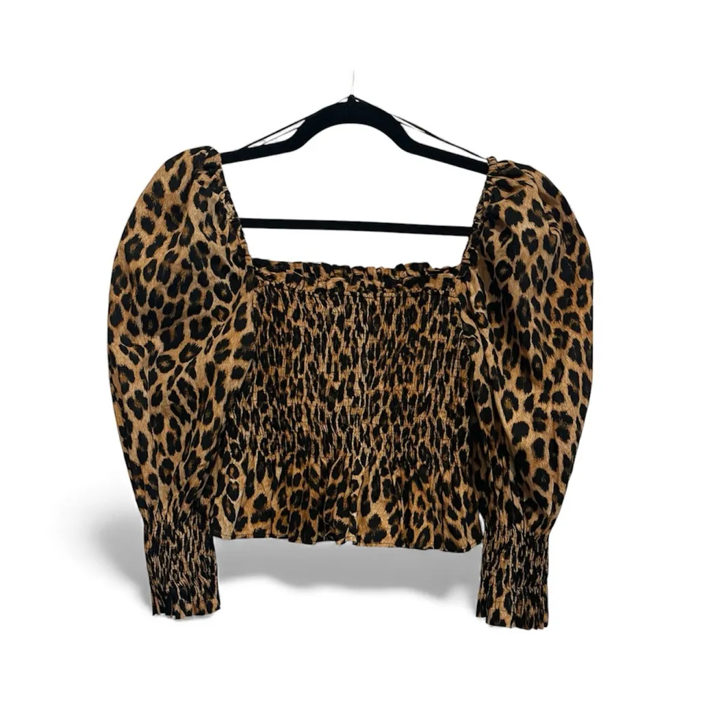 ZARA  Leopard Print Puff Sleeve Blouse - Image 2