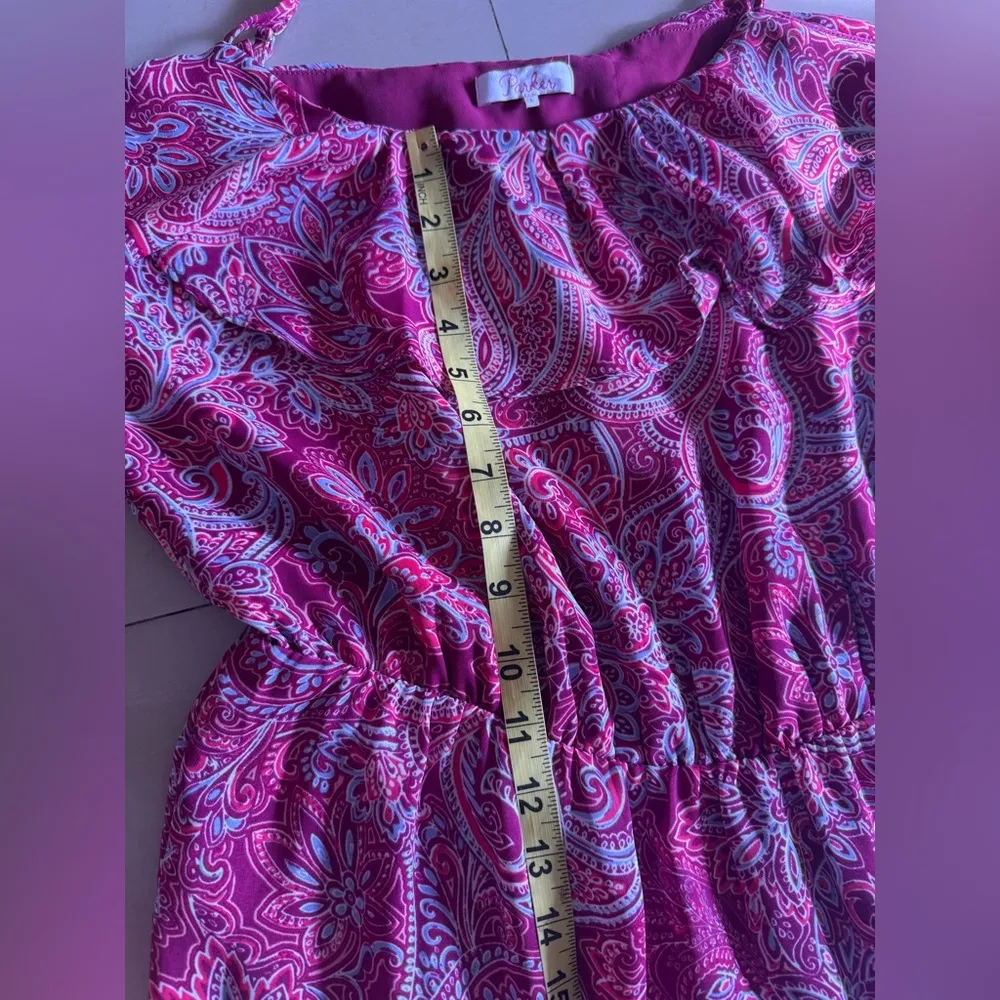 Parker Womens Strawberry Oswego Pink Handkerchief Hem Dress Size Large $440 - Image 10