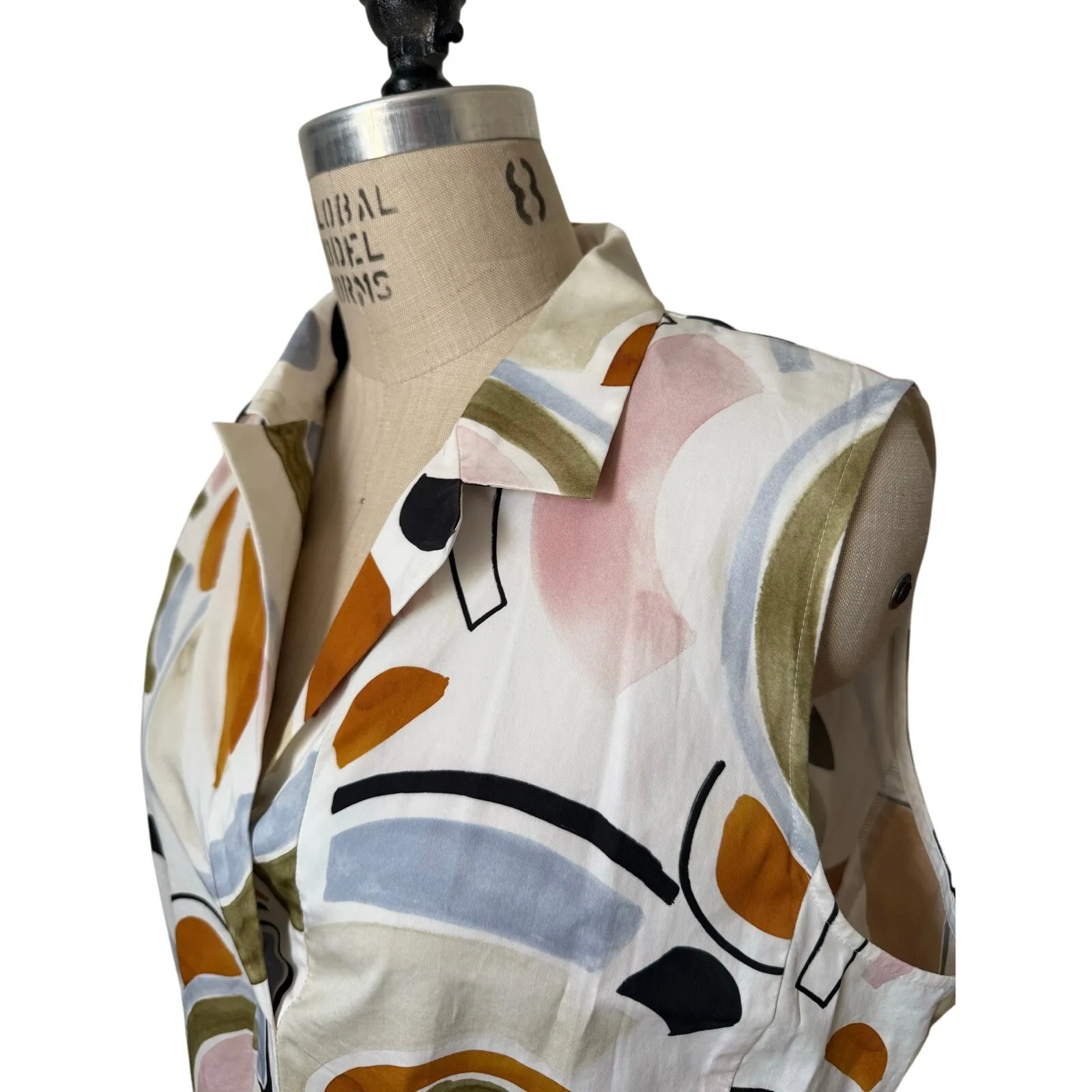 Lafayette 148 Ruby Lyrical Curves Shirt Dress in Cloud Multi Size 14 - Image 4