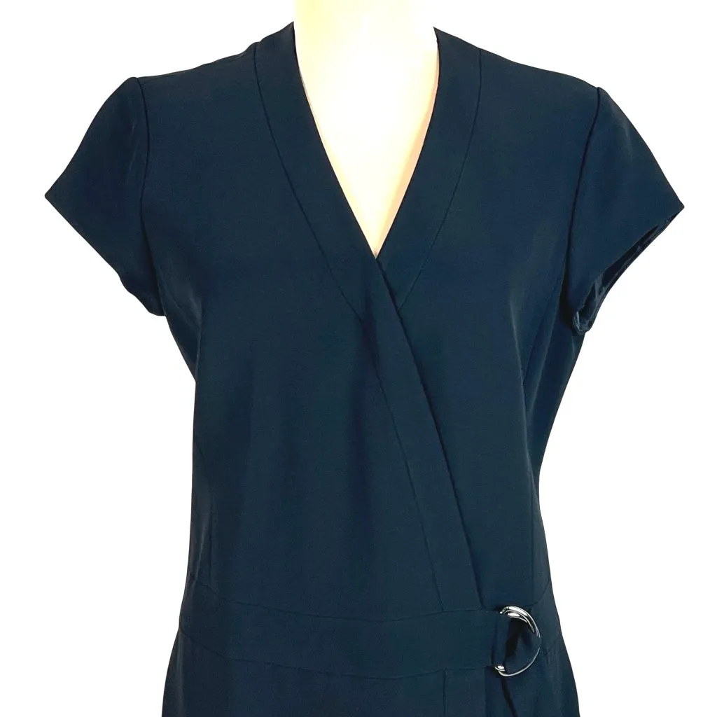 Lafayette 148 New York Black Wrap Dress Size 4 Short Sleeve Quiet Luxury Classic - Image 3