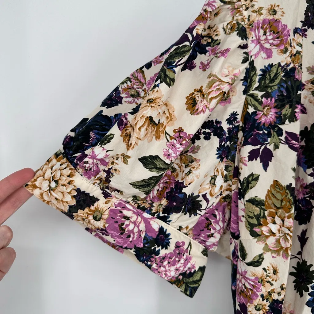 Who What Wear Button Up Floral Print Short Dress size 2X Collared Puff Sleeves - Image 4