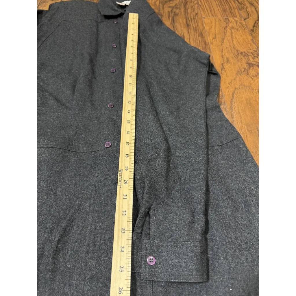 Vintage Ambria Womens 12M 100% Worsted Wool Flannel Long Coat Dress Gray Classic Size undefined - Image 14
