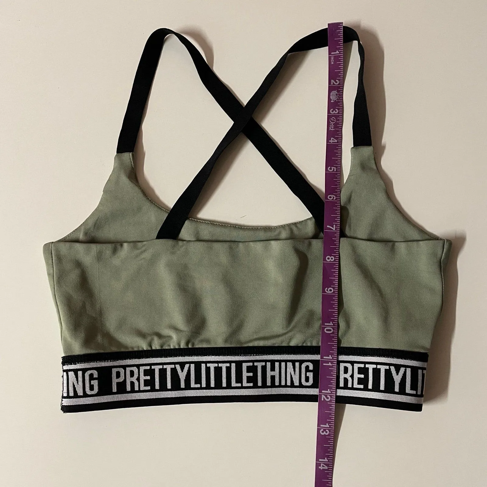 Pretty Little Thing Light Green & Black X-Back Sports Bra  Size 2 GUC - Image 7