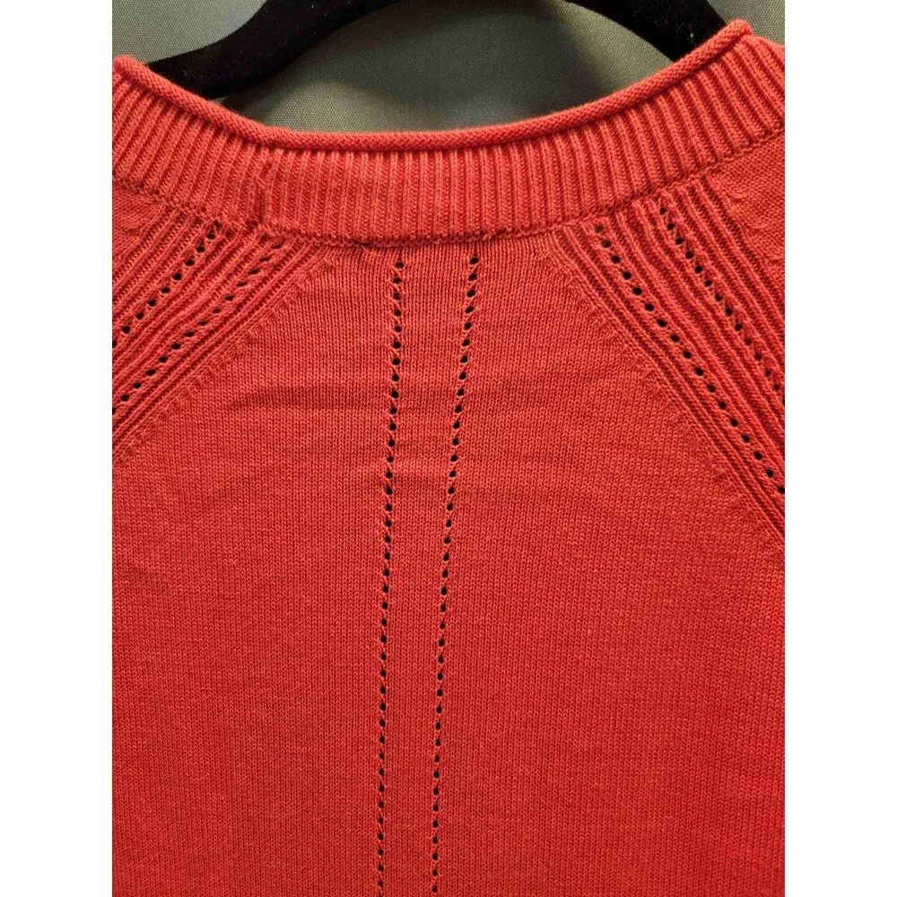 Talbots Red Long Sleeve Button Front Knit Pattern Cardigan Size Large b55 - Image 4