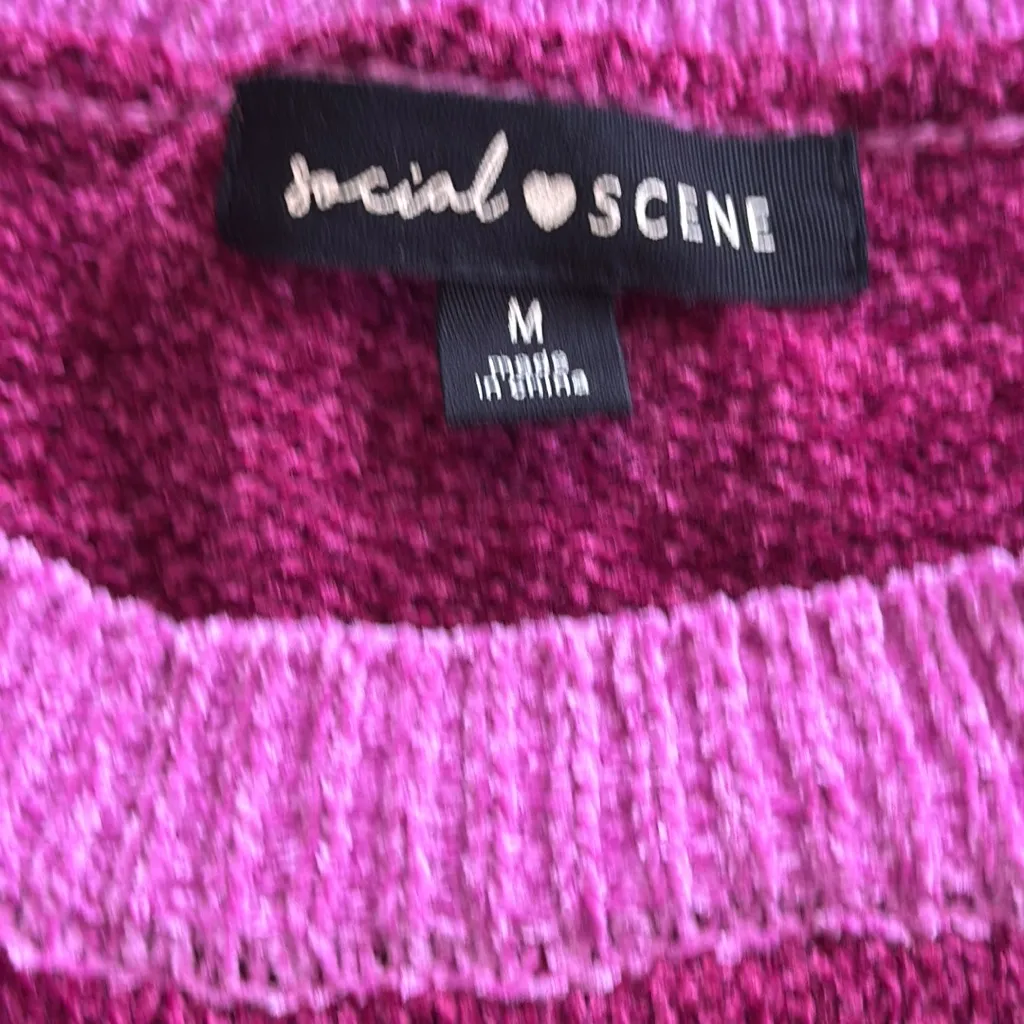 SOCIAL SCENE CHENILLE FLOWER SWEATER Sz: M Pink Size M - Image 3