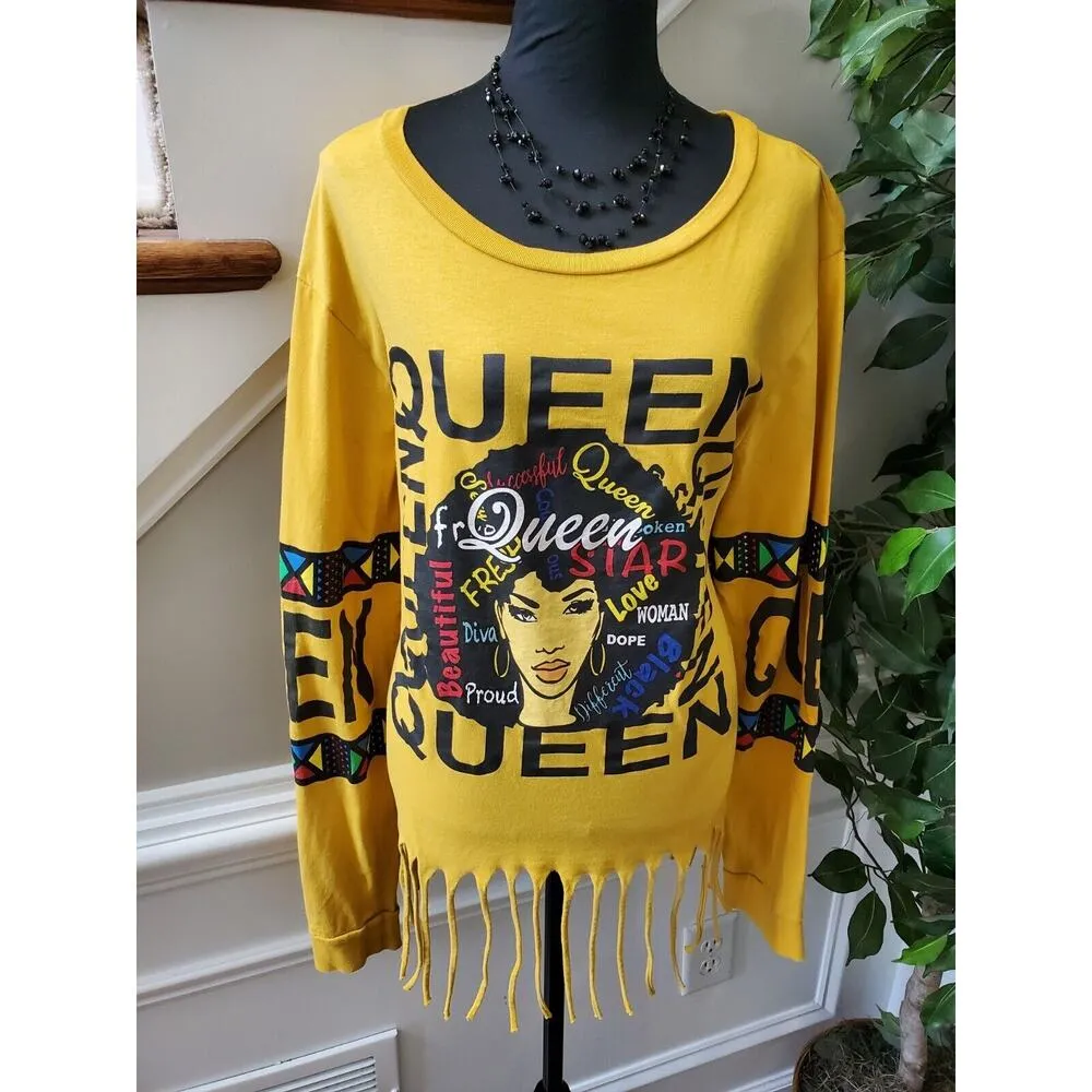 On Fire Womens Yellow 100% Cotton Crew Neck Long Sleeve Casual Top Shirt Size 2X - Image 2