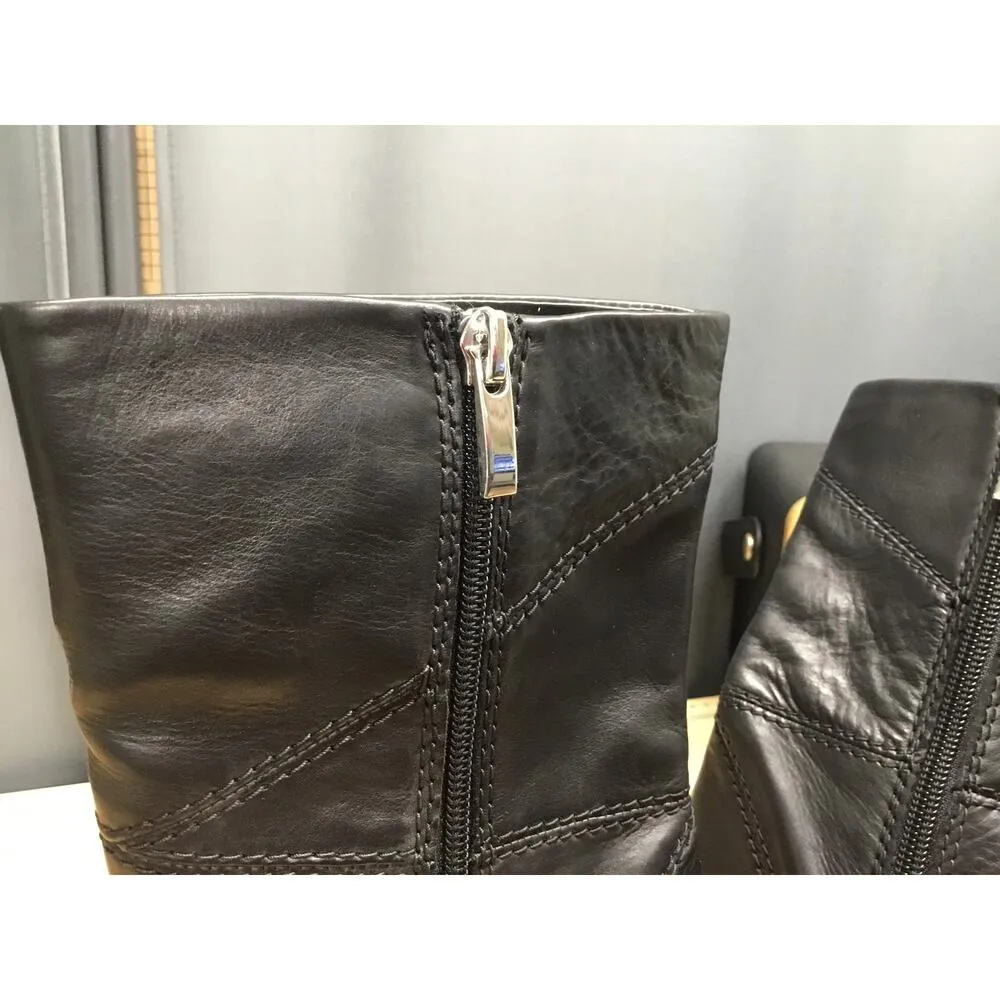 Franco Sarto Stevie Womens 7 Black Leather Side Zipper Square Toe Mid-Calf Boots - Image 7