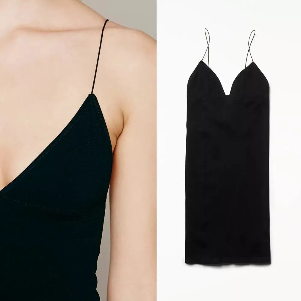 Free People Intimately Skinny Strap Bodycon Dress in Black Size M/L - Image 7