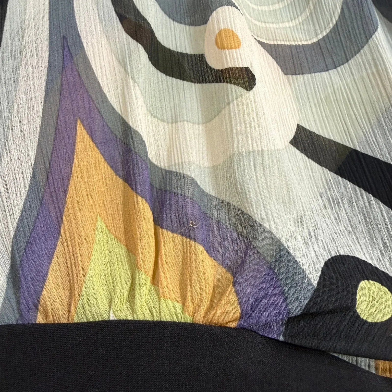 Lane Bryant 26/28 Bell Sleeve Top Abstract Sheer 70s Groovy Boho Fest Artsy Y2K - Image 9