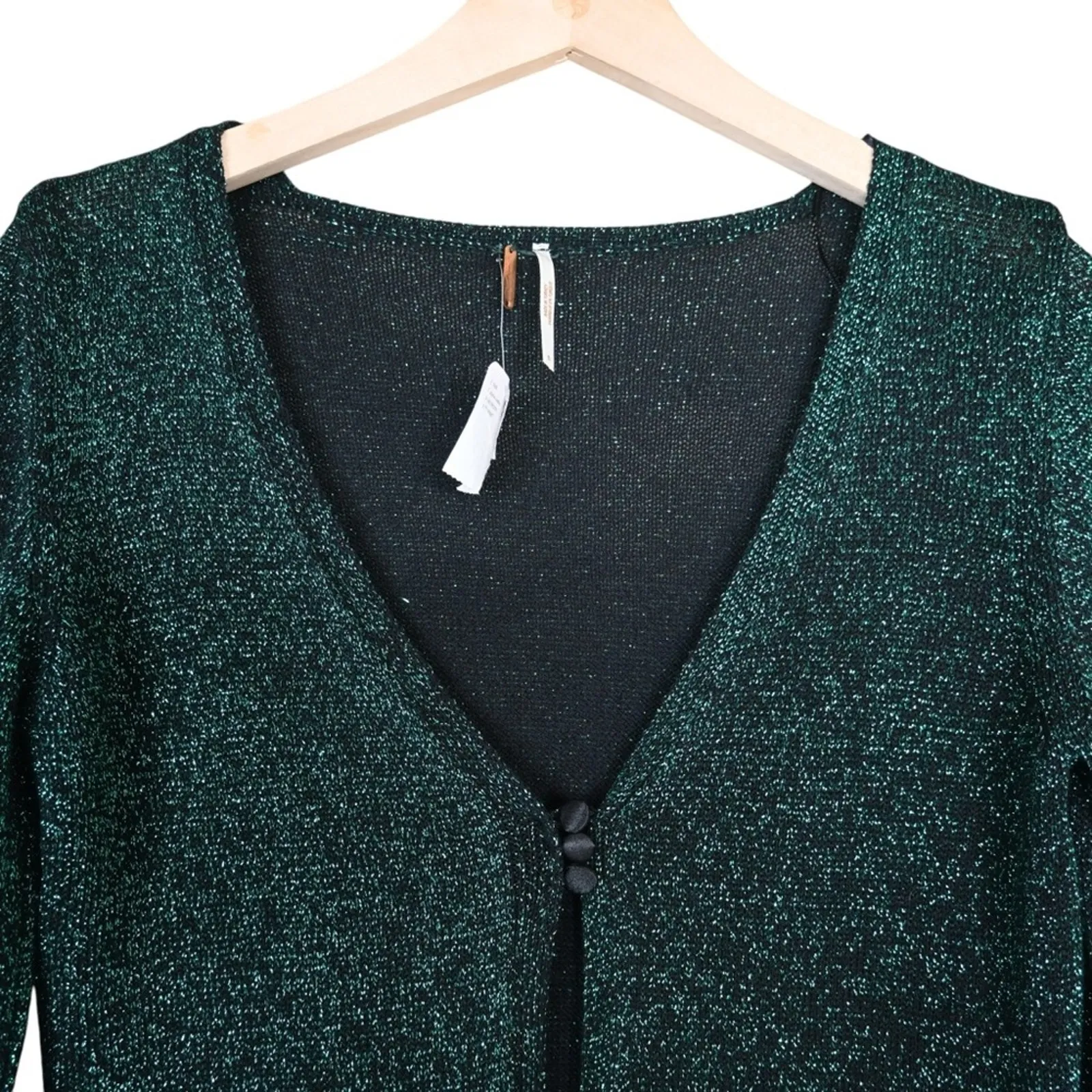 Free People Womens S Emmaline Metallic Cardigan Alpine Green Combo NEW - Image 4