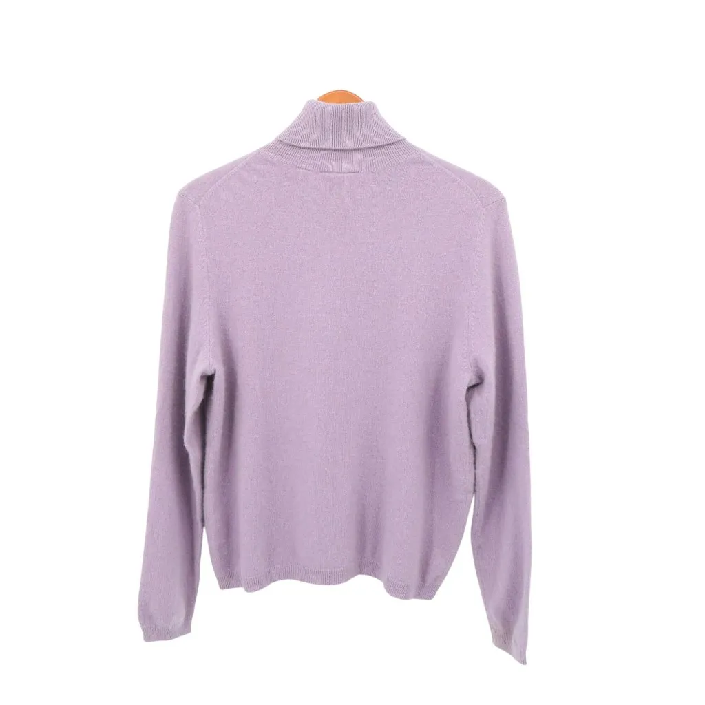 Nordstrom 100% Cashmere Purple Pullover Turtleneck Sweater L - Image 4