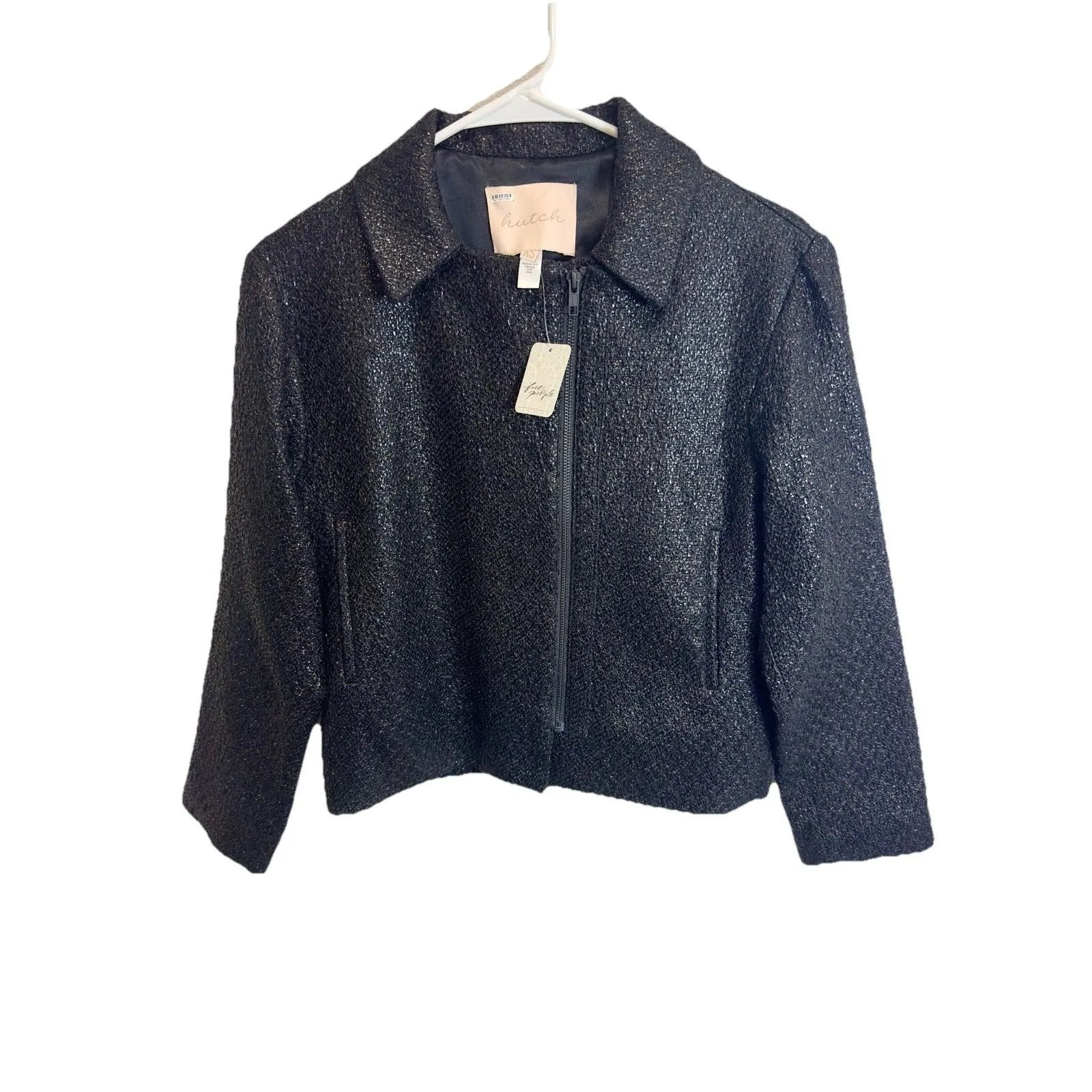 Hutch Black Foil Moto Jacket XS Anthropologie NWT $215 - Image 3
