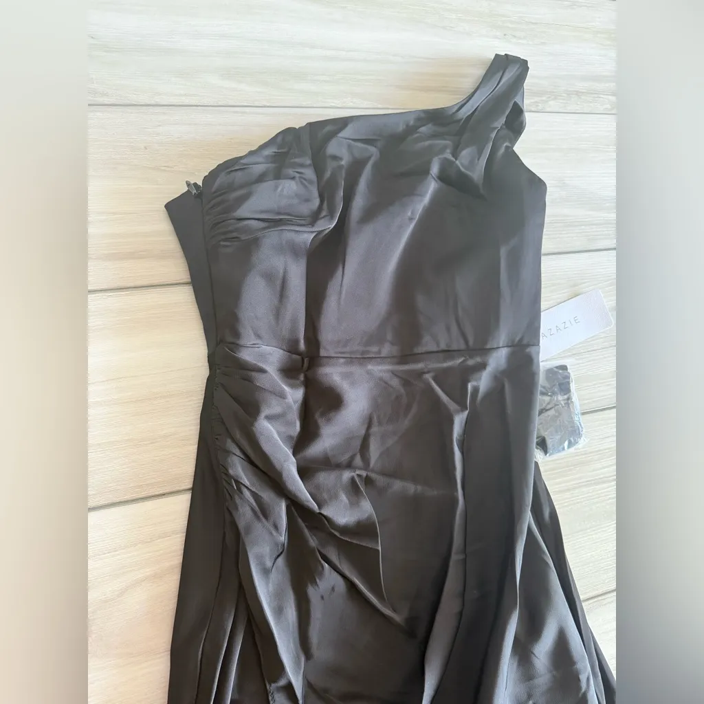 Azazie Madelyn Mermaid One Shoulder Convertible Dress Black Size 4 NWT - Image 9