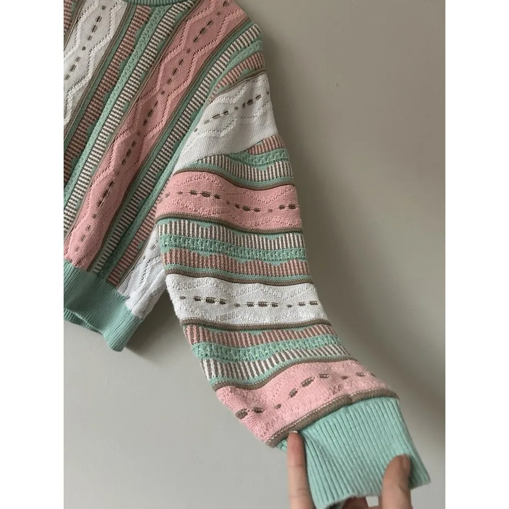 Cools Club Coogi Style Sweater Size 12 Groovy Unique Colorful Slightly Cropped Green - Image 10