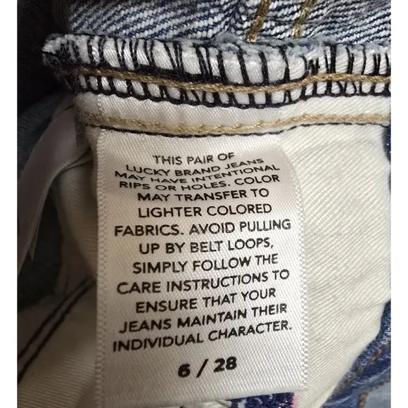 Lucky Brand Embroidered Floral High Rise Cropped Jeans Denim‎ Blue Size 6/28 - Image 7