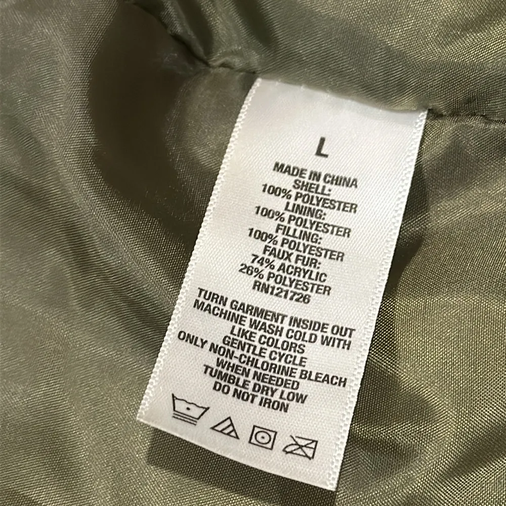 Aeropostale Womens Full Zip Olive Green Puffer Jacket - Image 7