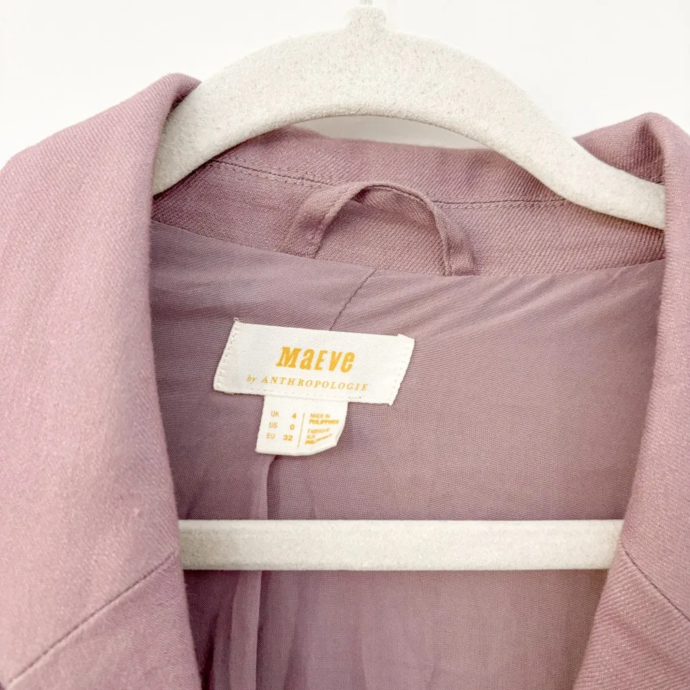 Anthropologie Maeve Double-Breasted Linen Blazer Lilac Ash - Image 5