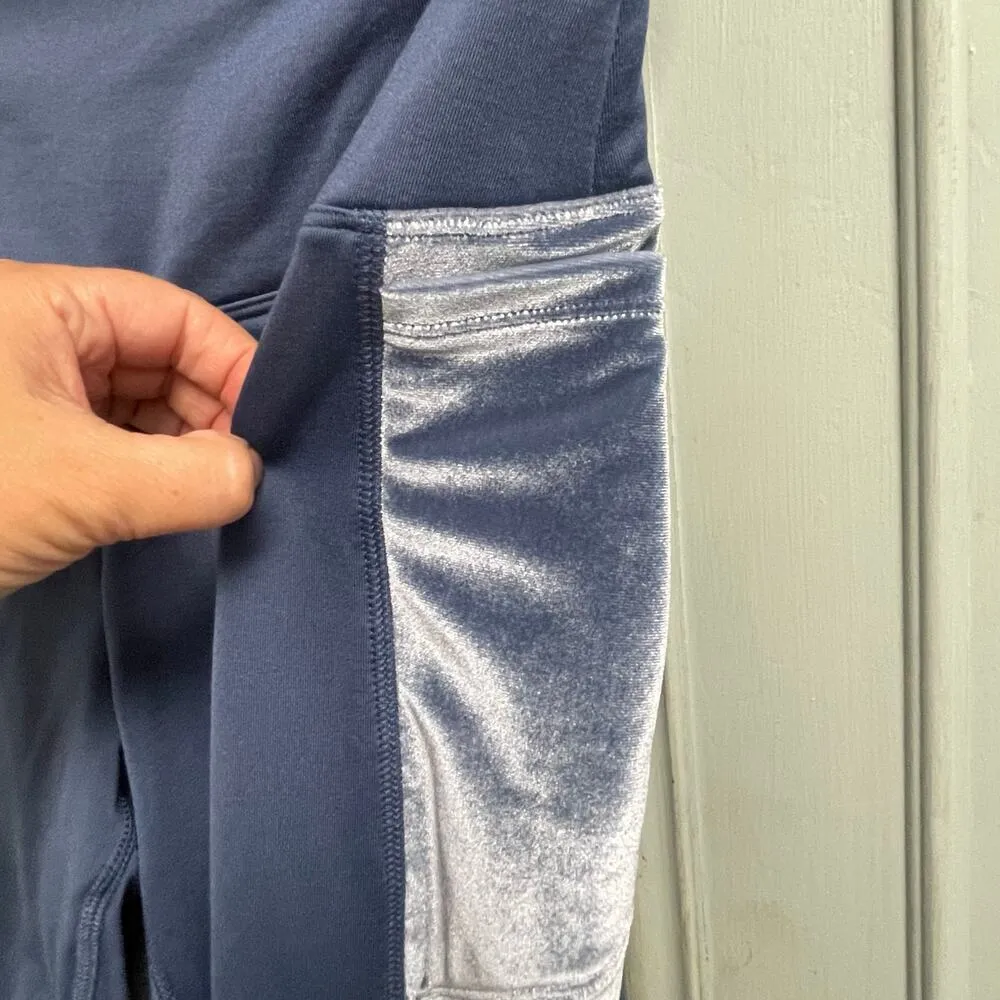 PINK Cozy Leggings Velvet Trim Blue Athleisure Athletic Size Medium - Image 5