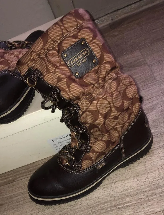 Coach Brown Leather Winter Boots - Image 3