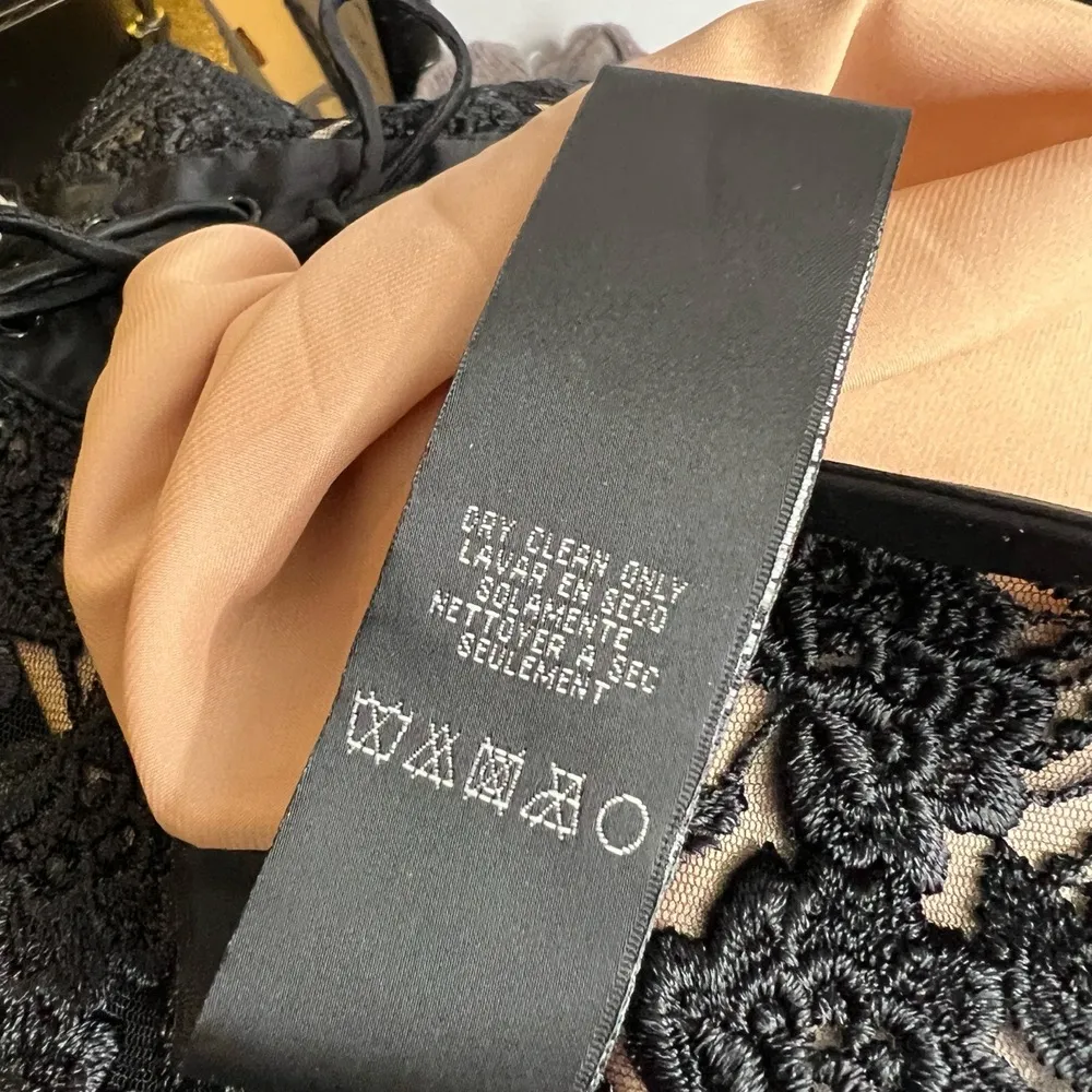 Bebe Skirt Black Lace Overlay Corset Lacing Ruched Back Romantic Goth Size 6 - Image 7