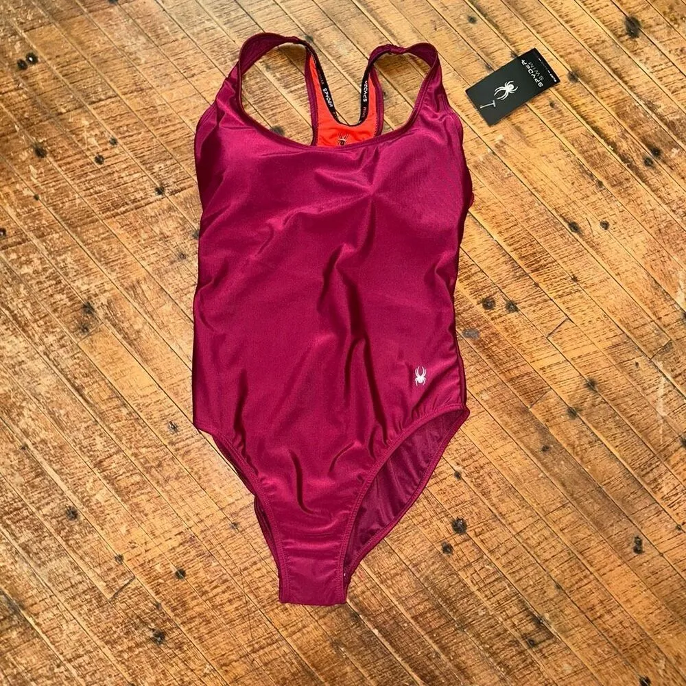 Spyder sporty tummy control berry slimming L one piece swimsuit - Image 4