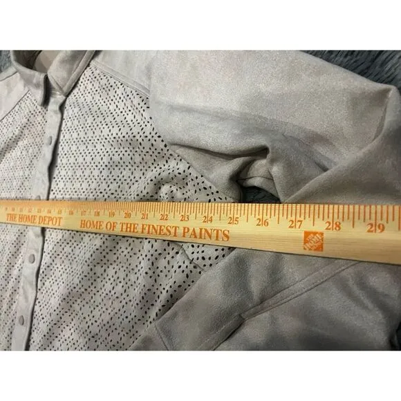 Isaac Mizrahi Faux Suede Shacket with‎ Perforated Detail - STONE, 1X - Image 5