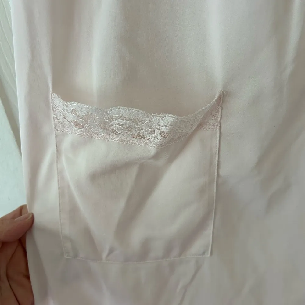 VINTAGE SHADOWLINE Nightgown Pink Button Up Short Sleeve - Image 6