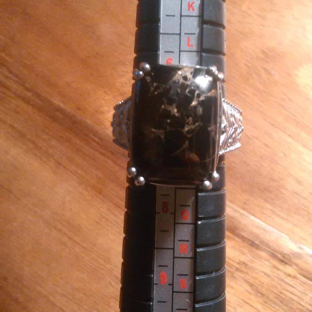 Matrix Silver Shungite Platinum Over Copper Solitaire Ring (Size 7) - Image 4