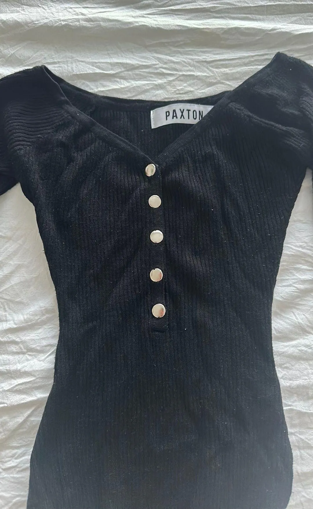 Akira Black Long Sleeve Ribbed BodySuit - Image 2