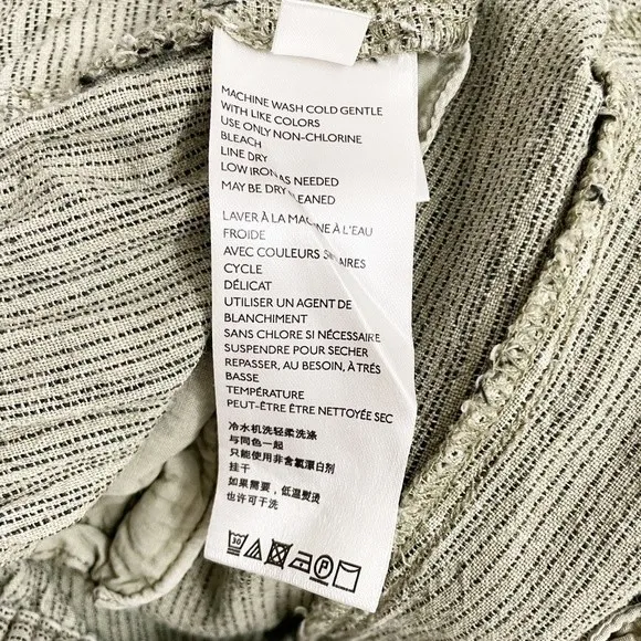 Anthropologie Overdyed Cropped Wide-Leg Lagenlook Pants Olive Stripe Size Small - Image 14