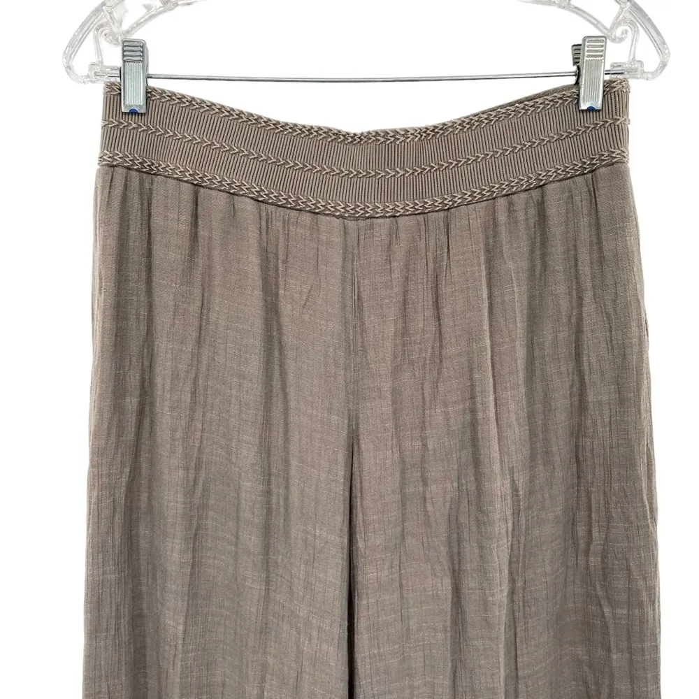 Apt. 9 Women's Taupe Palazzo Pull On Gauze Fabric Pants - Image 4
