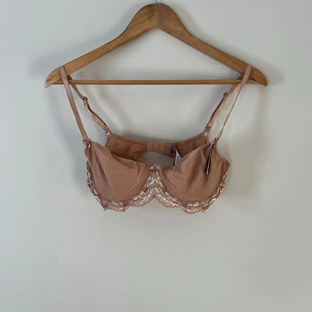 Adore Me Cafeau Demi Bra 34C NWT Lace Lightly Lined Nude Taupe - Image 6