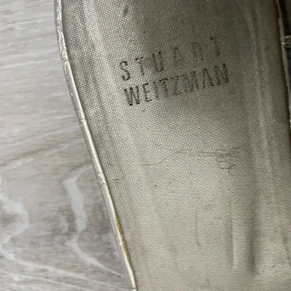 Stuart Weitzman  Silver Metalic Double Buckle Strap Slide Sandals 5.5 - Image 3