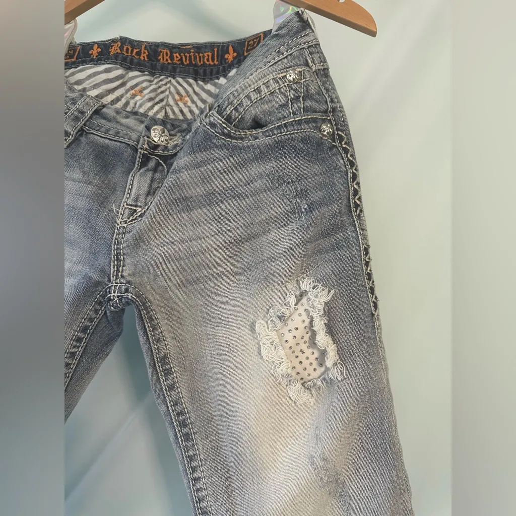 Rock Revival Cropped Embellished Cropped Jeans size 27 Kate Capri Y2K - Image 2