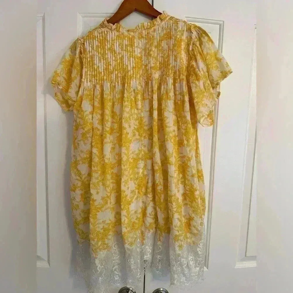 Free People Marigold Lace-Hem Cotton Shift Dress Women's Size S - Image 6