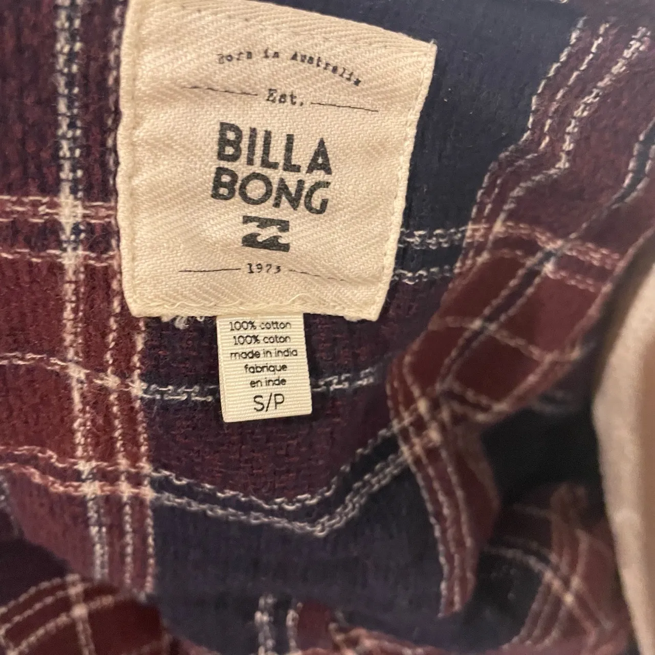 Billabong Womens Oversized‎ Plaid Tweed Button Front Shirt Size Small - Image 4