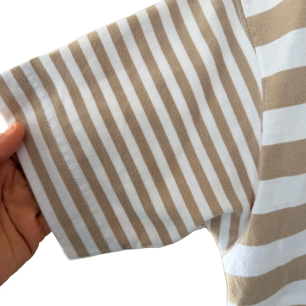 Lindsey Blake Sport Tan White Striped Cotton T - Image 4