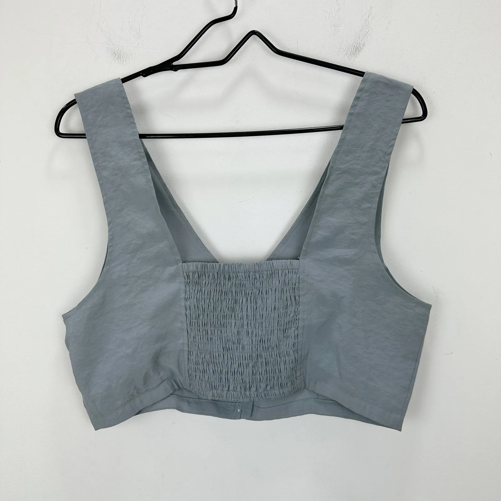 Madewell Softdrape Gwen Crop Vest Top Still Dawn Gray Fitted V Neck US 12 NWT - Image 9