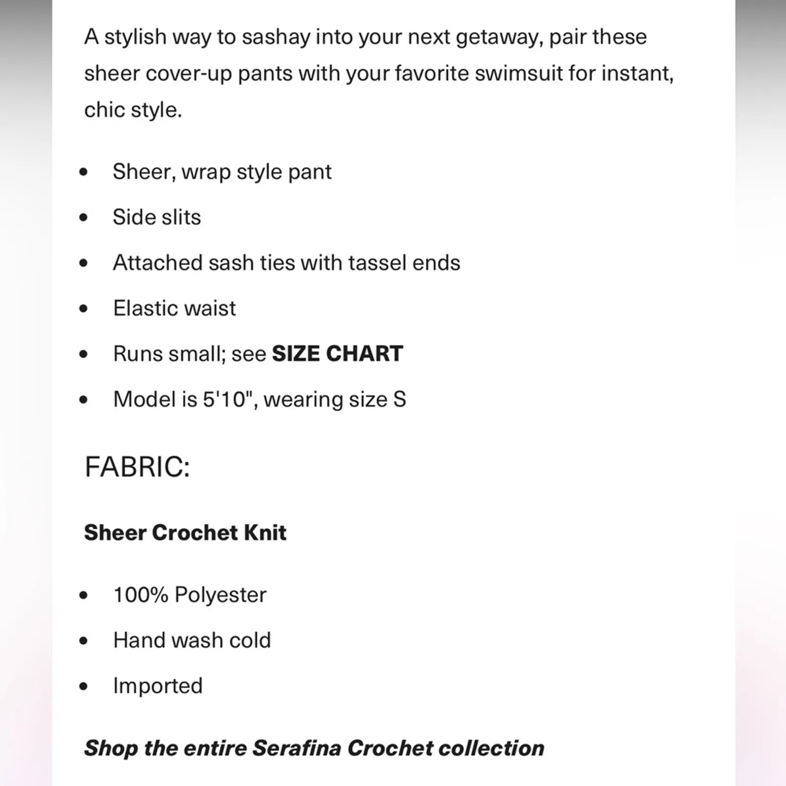 NWT Trina Turk Swim Suit Coverup Wide Leg Crochet Pant Size Medium $162 - Image 5