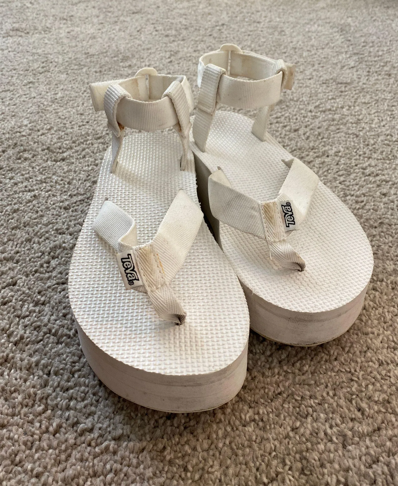 White Teva Platform Sandals - Image 2