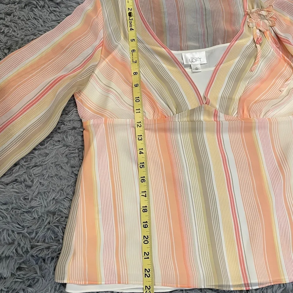 Vintage Ann Taylor Loft Long Sleeve Blouse Size 12 Summer Pastel Chic - Image 11