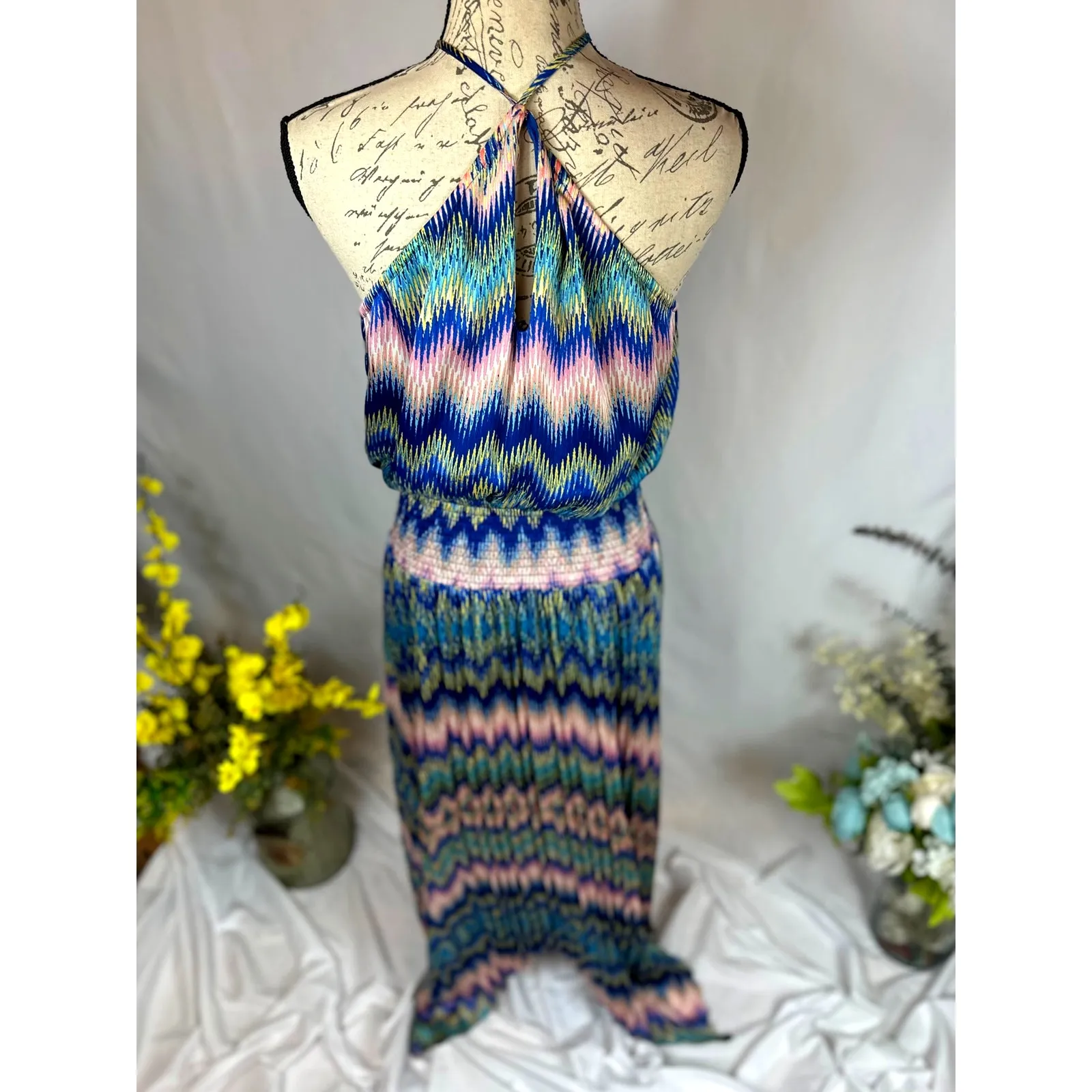 Ramy Brook  Giana Chevron-Print Handkerchief Maxi Dress S - Image 14