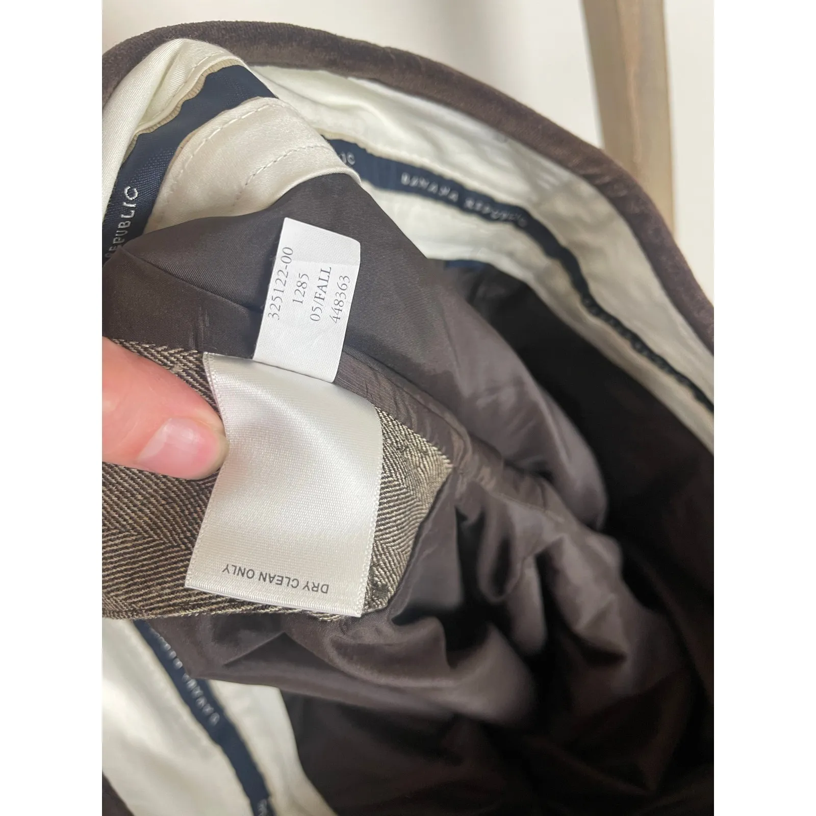 Banana Republic Brown Beige Herringbone Wool Wide Leg Trouser Womens 8 - Image 5