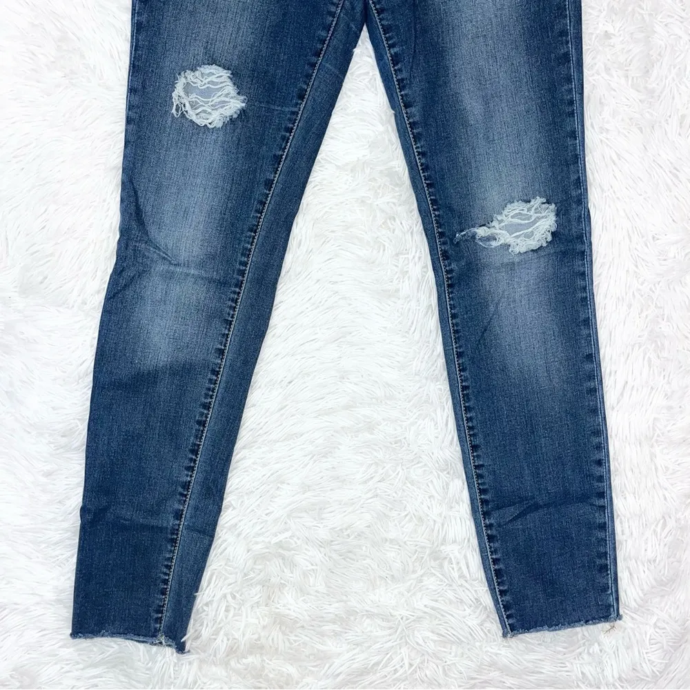 Sarah Mid-Rise Distressed Skinny Blue Denim Jeans 28 Prairie - Image 5