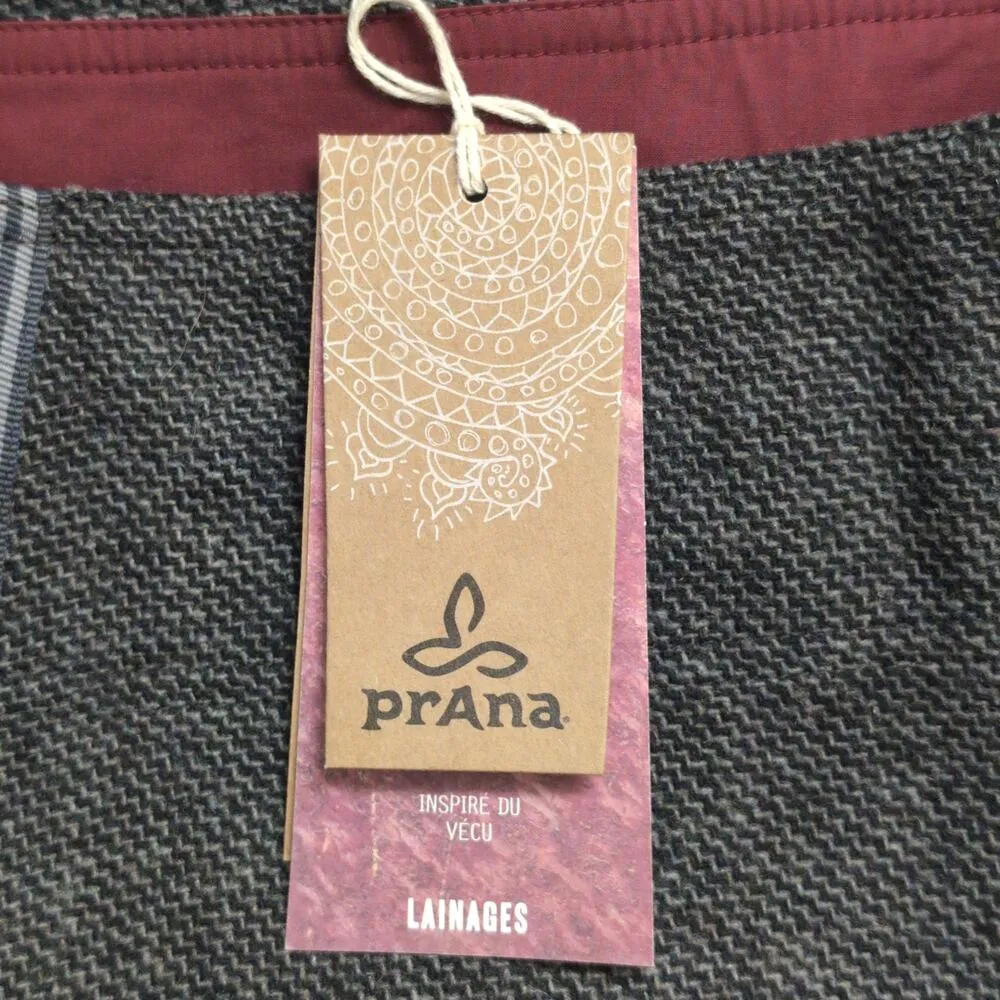 Prana Quincy Skirt Grey Coal Wool Wrap Buckle Closure Plaid Lining Size S New - Image 10