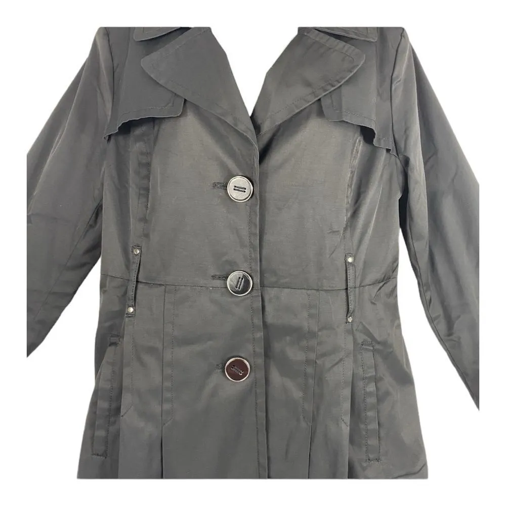 Kenneth Cole Black Trench Coat Sz L - Image 6