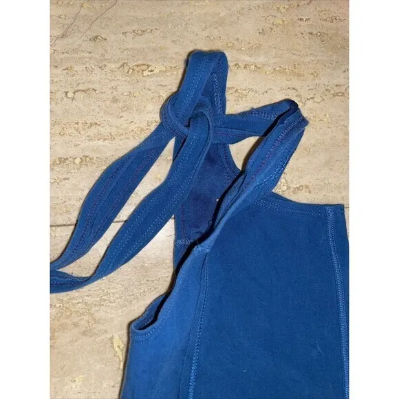 Free People Movement‎ Cropped Pants Slit Hems W Long Strap Sz M Blue Size M - Image 5