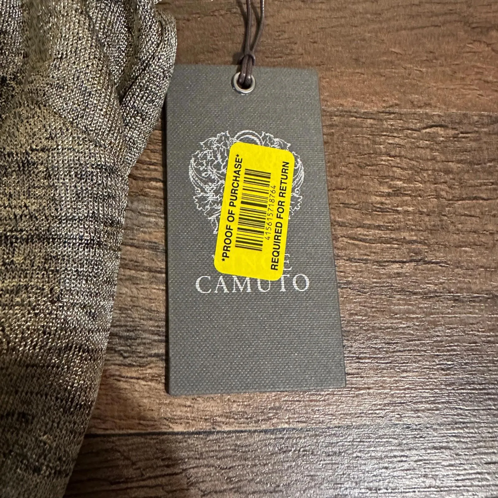 VINCE CAMUTO Gold Metallic Shiny Knit Belted Halter Jumpsuit Wide Leg Size 4 - Image 9