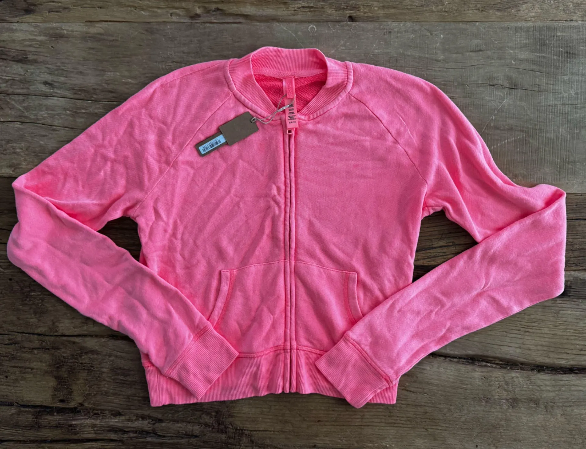 NWT Skims French Terry Zip Up Hoodie - Coral - S- SOLD OUT! - Image 7