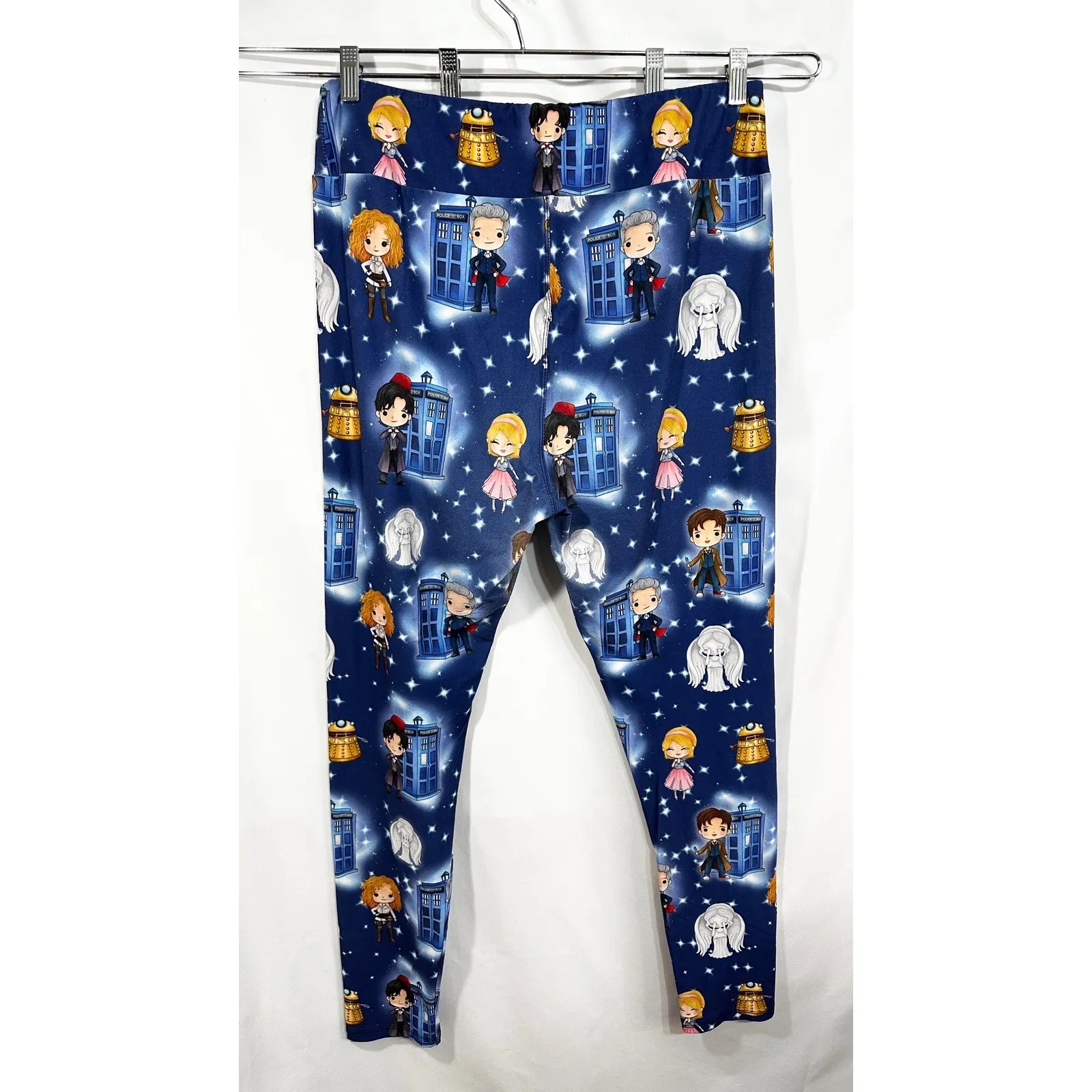 Dr Who Leggings XL Chibi Cartoon Blue‎ Cosplay TC Soft Stretch Superwholock 1686 Blue - Image 2